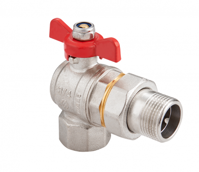 Кран шаровый полнопроходной ду 15 угловой  с полусгоном, баб. PN 40 MVI BV.522.04